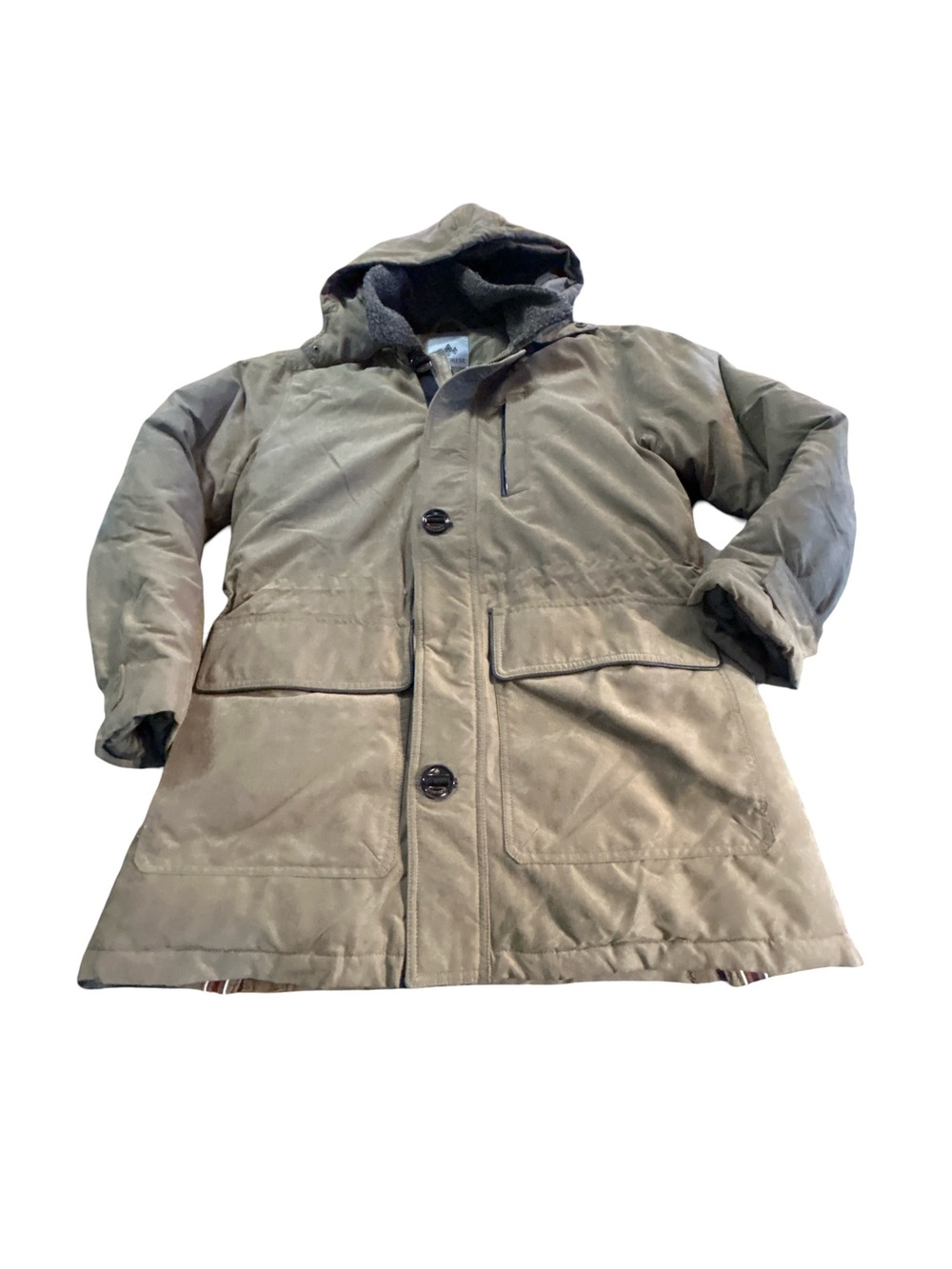 Rainforest Men’s Tan Brown Hooded Heritage Parka Coat Sherpa Collar Med Utility